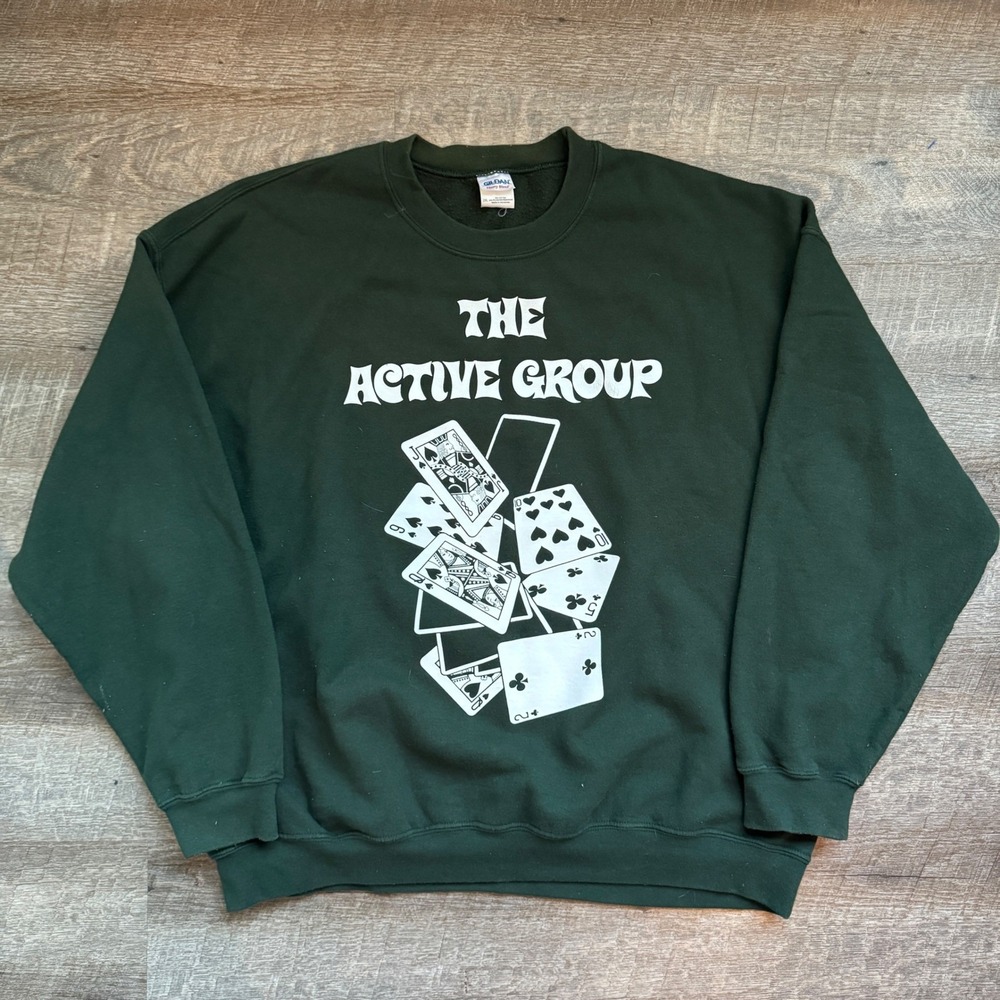Gildan Heavy Blend Playing Cards The Active Group Spades Sweatshirt 2XL Green‎
